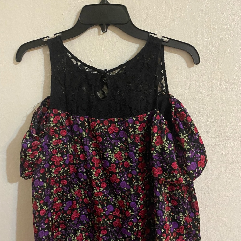 Lace and floral blouse